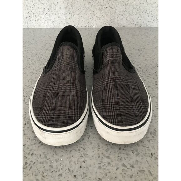 Vans Authentic Gray Black Plaid Corduroy Slip On Sneakers Shoes Womens 8 - Picture 6 of 8